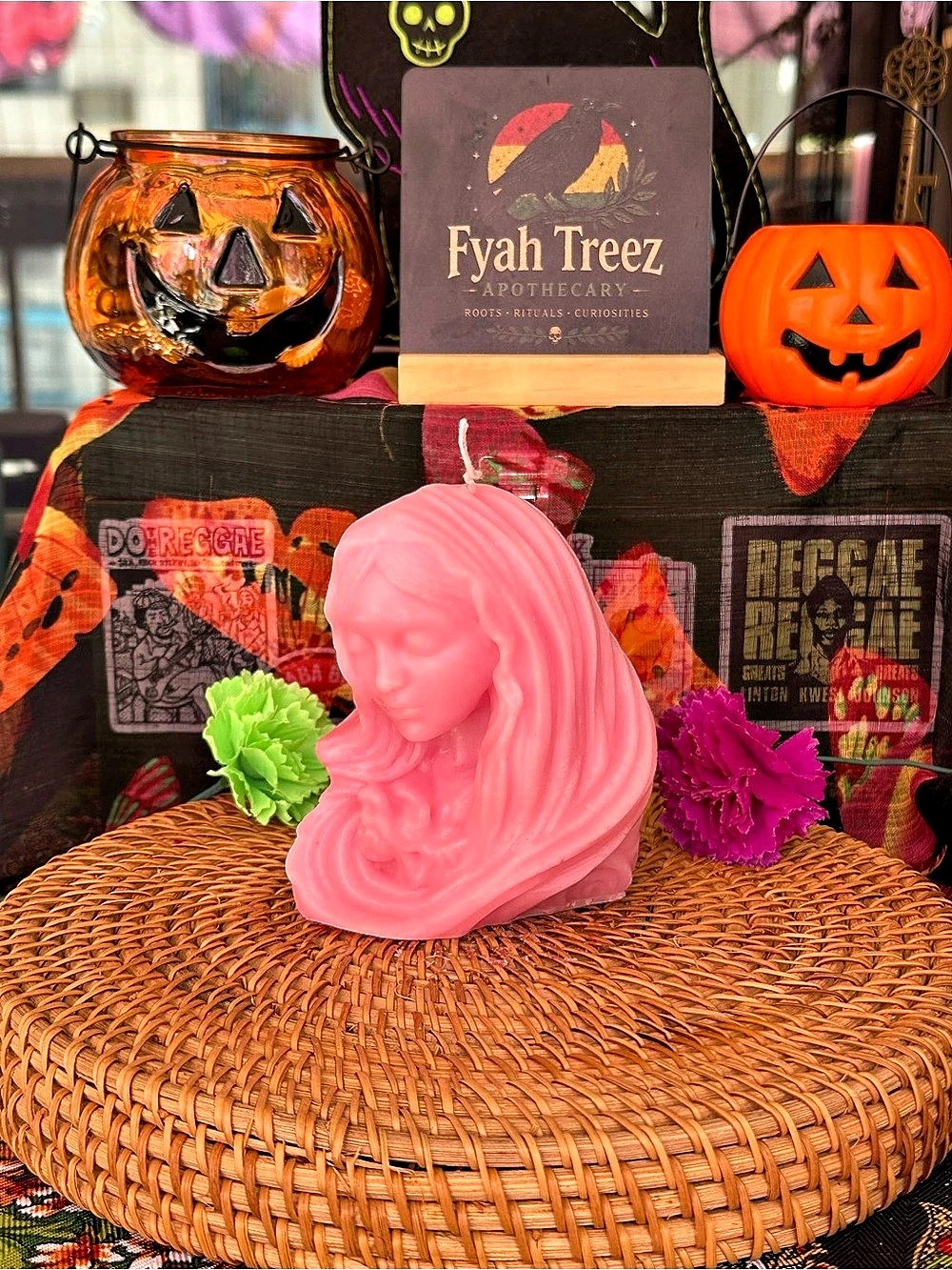 Pink Veiled Woman Candle